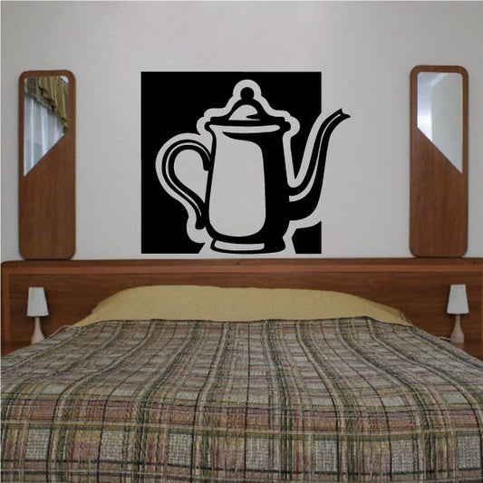 Tea pot wall decal with black silhouette and spout