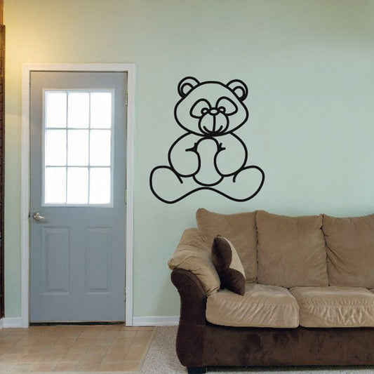 Teddy bear wall decal vinyl sticker, black outline