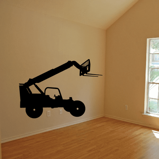 Telescopic forklift decal, black forklift silhouette on wall