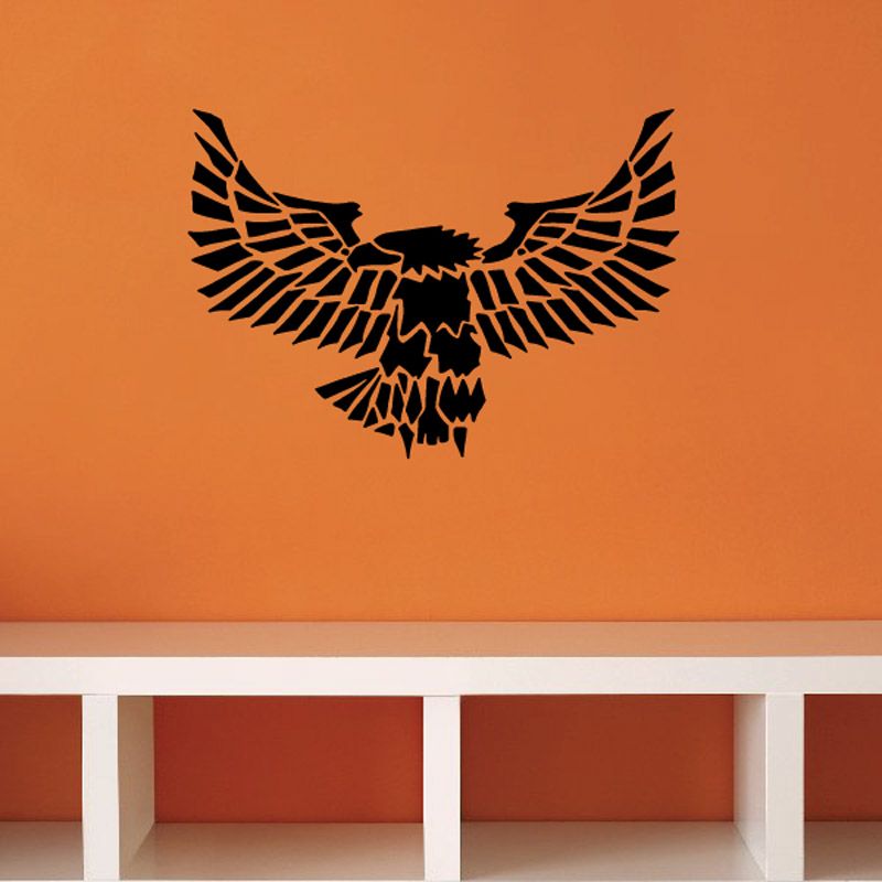 Eagle wings decal with spread wings and central eagle head, black graphic