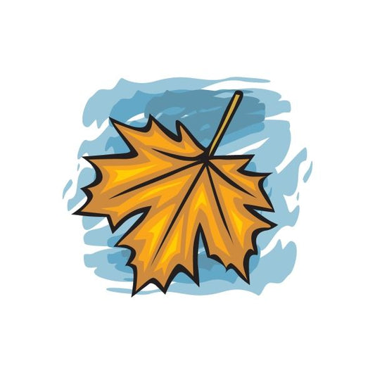 Thanksgiving falling leaf sticker with yellow-orange maple leaf design