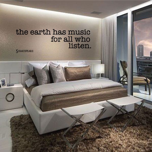 Quote wall decal with text “the earth has music for all who listen.”