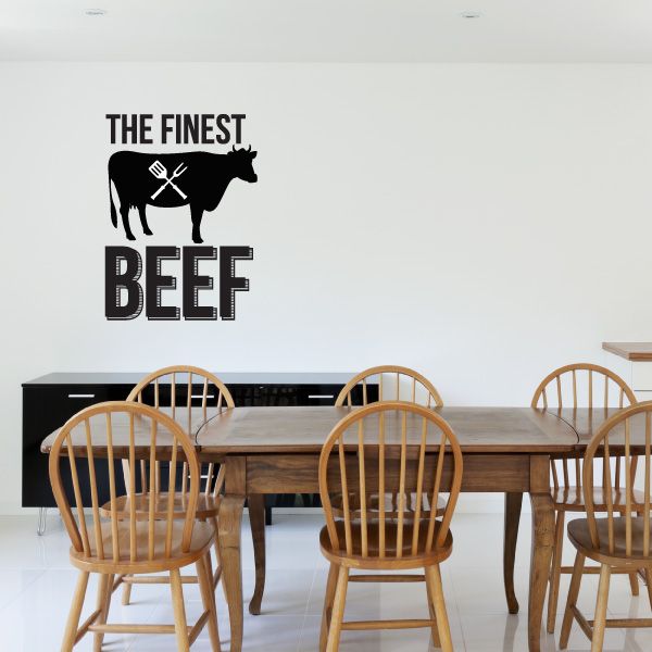 Beef wall decal with cow icon and the text “THE FINEST BEEF”.
