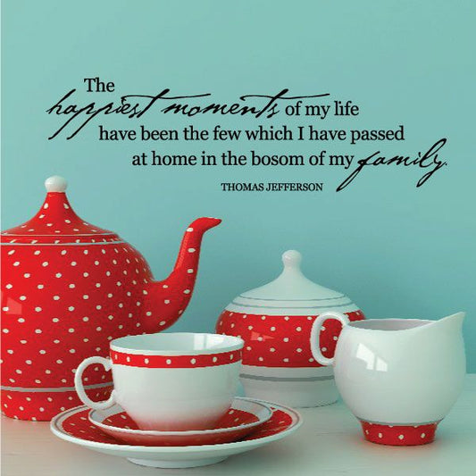 Wall decal featuring red teapot illustration and Thomas Jefferson quote text