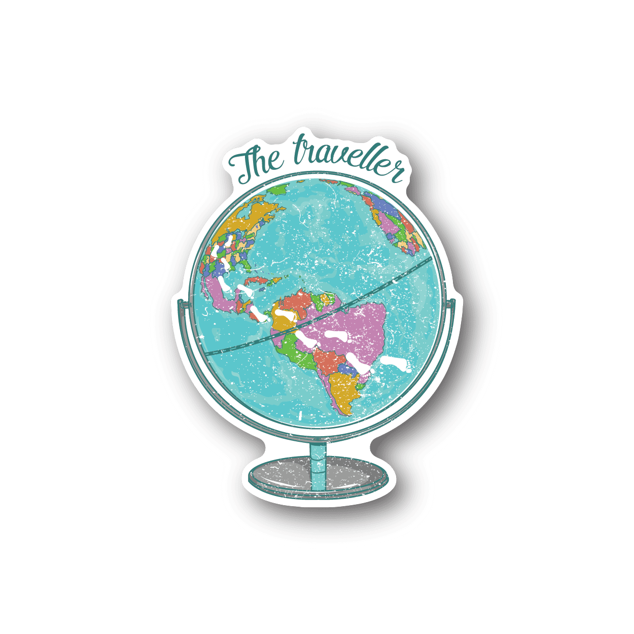 The World Traveller Vinyl Sticker weather-resistant vinyl sticker by VinylDisorder
