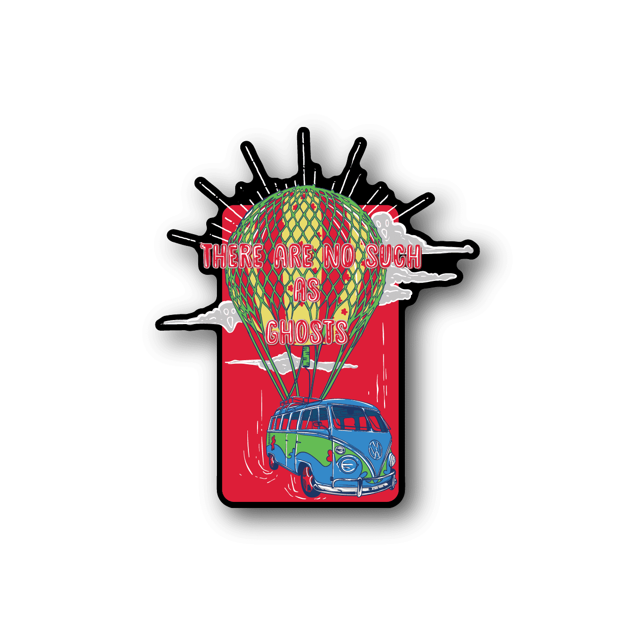 Vinyl sticker: colorful hot air balloon, red car, and 'THERE ARE NO SUCH' text