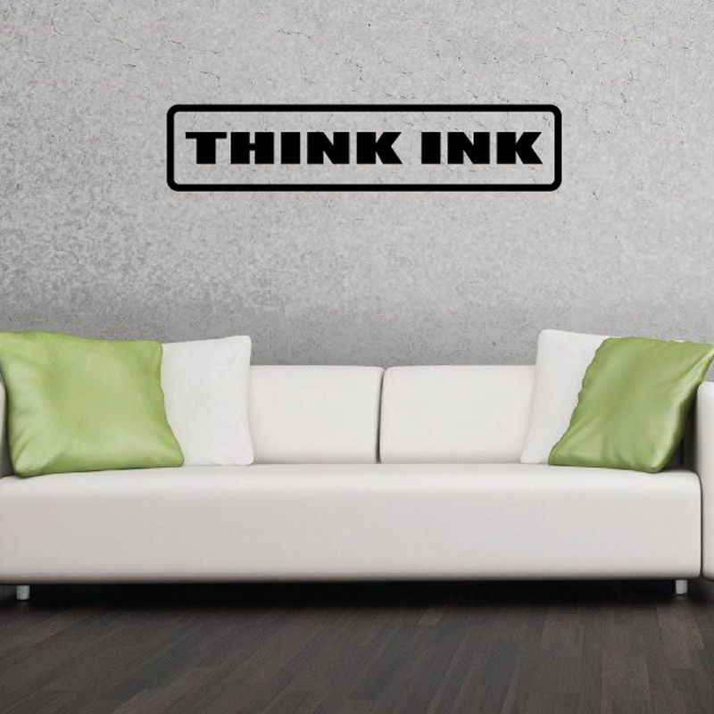 Wall decal with bold THINK INK logo text in black