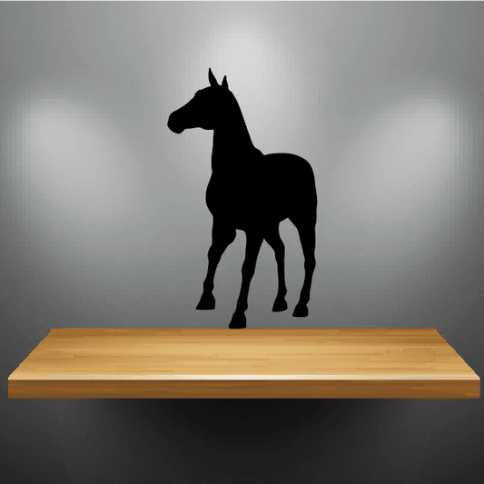 Horse silhouette wall decal, black thinking pose