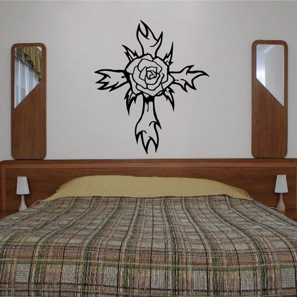 Image of Thorned Rose Cross Decal