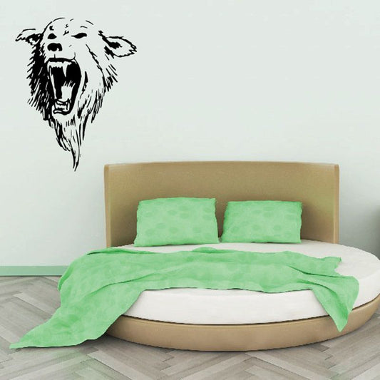 Black threatening bear head decal