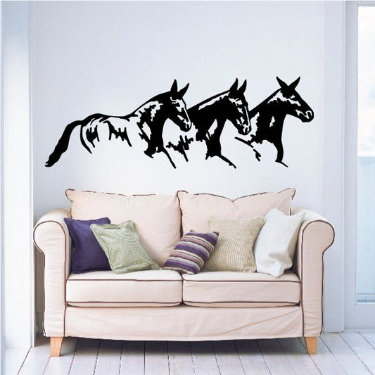 Three horses decal with black and white horse silhouettes