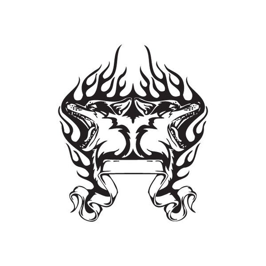 Image of Timber Wolf Heads and Flames Decal