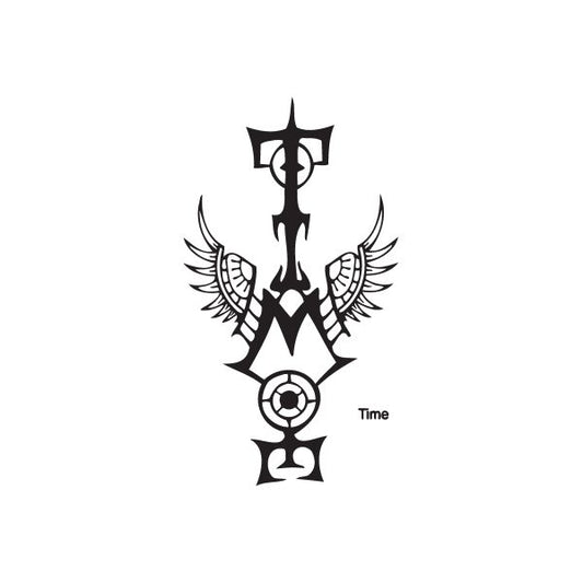 Winged cross anchor Time graffiti decal, black outline design