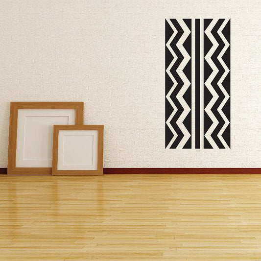 Tire track decal with black zigzag chevron pattern
