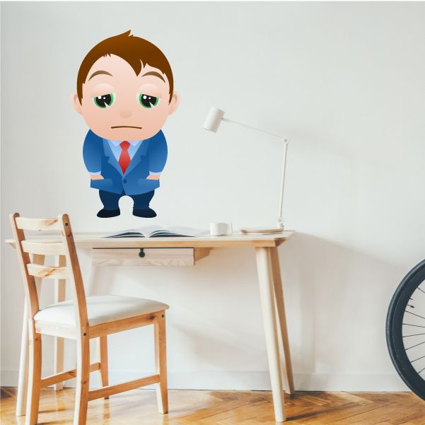 Image of Tired Cartoon Businessman Wall Decal - Vinyl Sticker - Car Sticker - IDCOLOR010