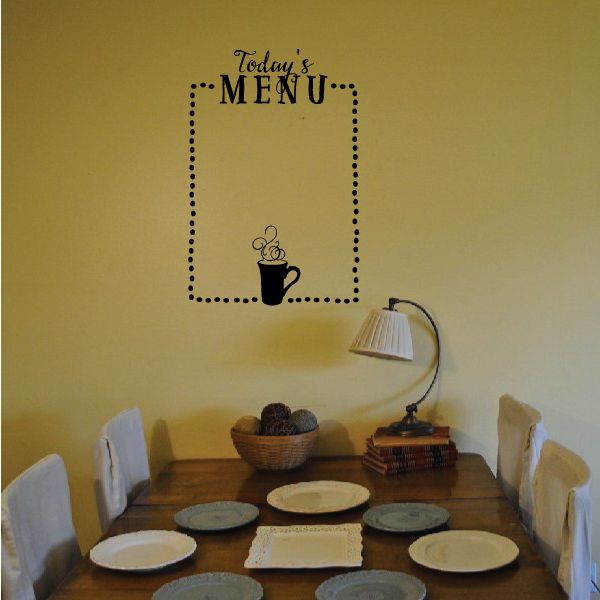 Menu wall decal: 'Today's Menu' lettering with coffee cup icon