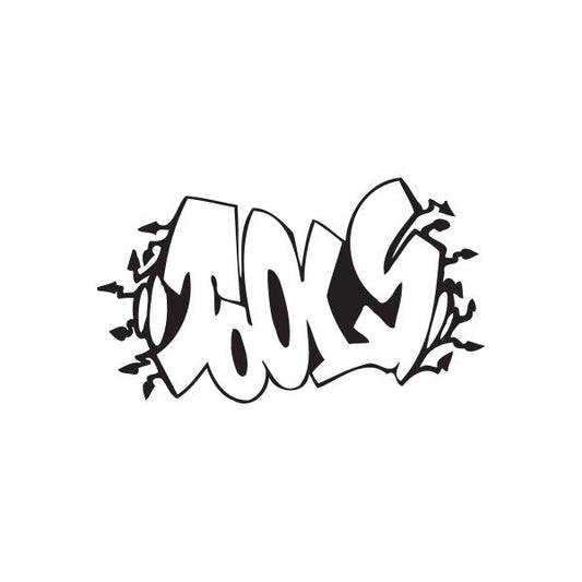 Tools graffiti decal, black stylized word art