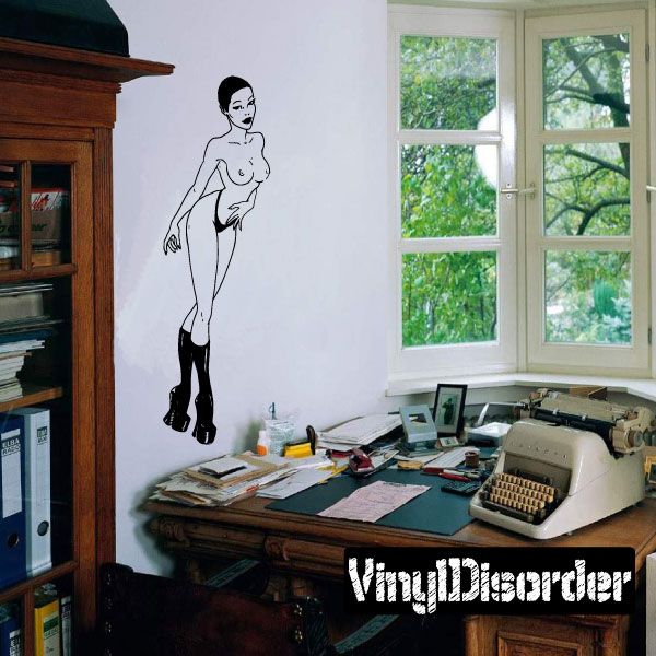Image of Topless Woman in Heeled Boots Decal