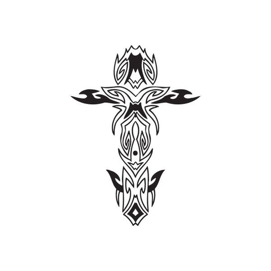 Image of Totemic Cross with Tribal Flames Decal