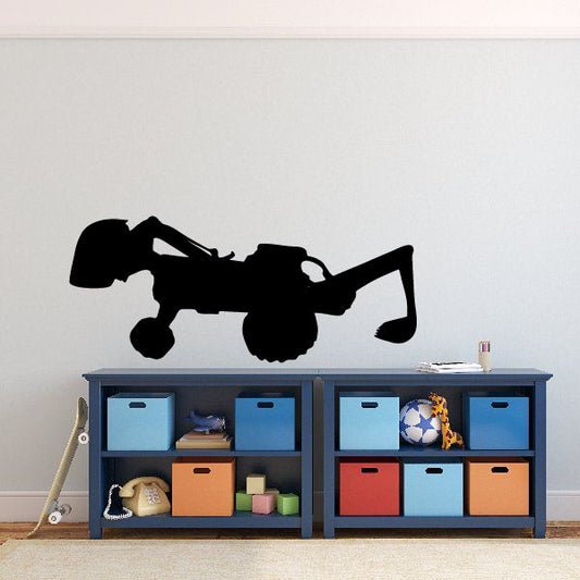 Black toy construction digger wall decal silhouette