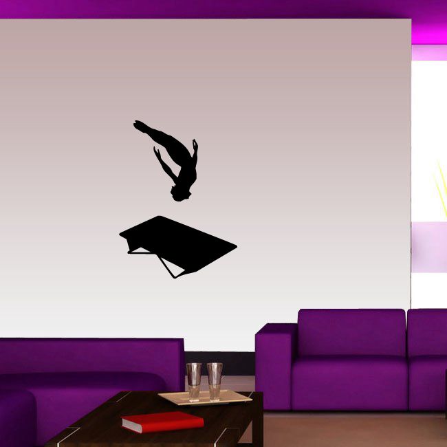 Black silhouette trampoline jumper decal with flying jump pose and trampoline base