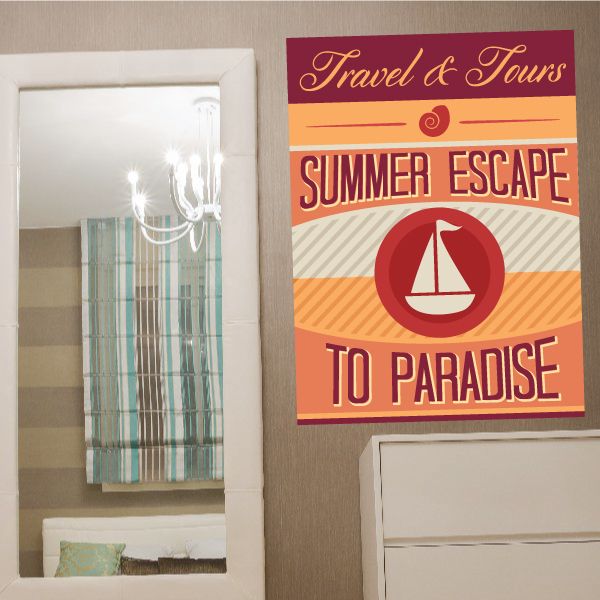 Image of Travel and Tours Summer Escape To Paradise Summer Typography Wall Decal - Vinyl Decal - Car Decal - Idcolor004