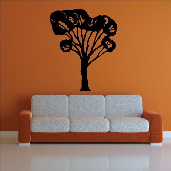 Black tree wall decal vinyl with sprawling canopy silhouette