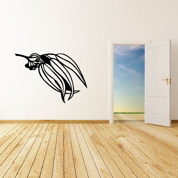 Wall decal featuring a black dragon-like silhouette on a white wall