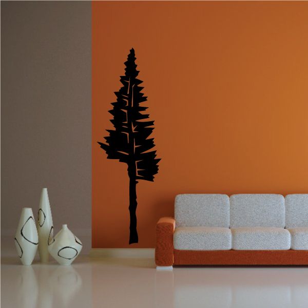 Tree wall decal: black pine tree silhouette vinyl sticker