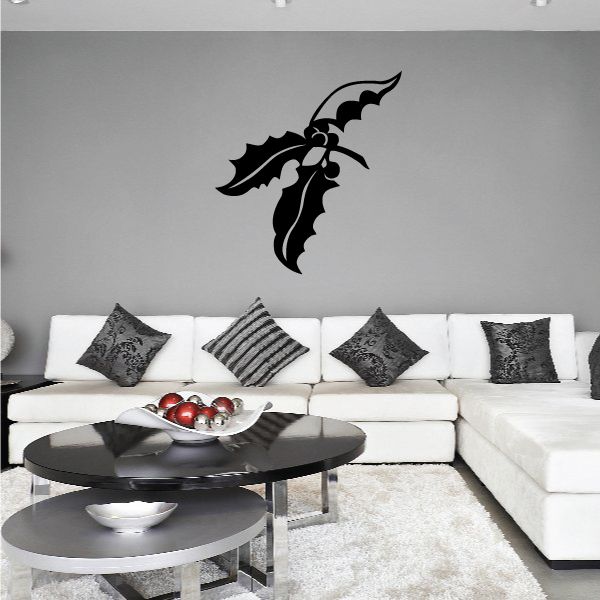 Tree wall decal vinyl sticker, black bat-wing leaf shape with branches