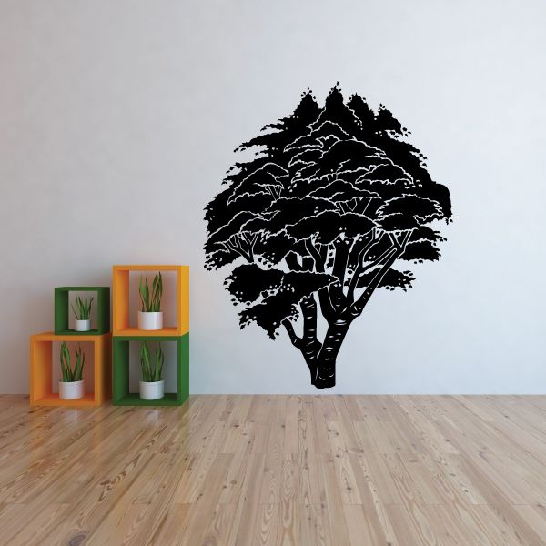 Black tree wall decal vinyl silhouette with branches and roots