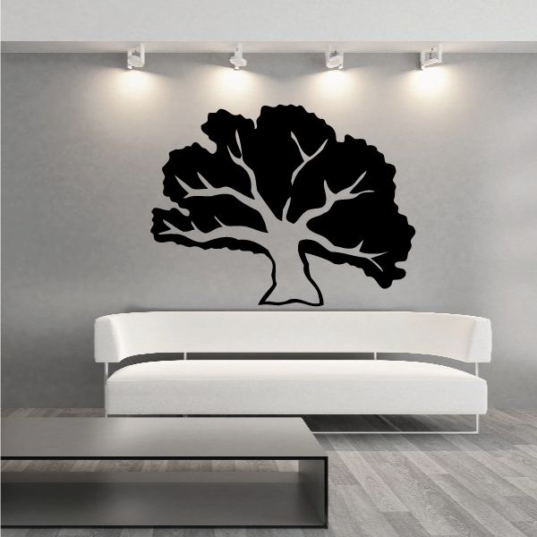 Black tree wall decal vinyl with detailed branching silhouette