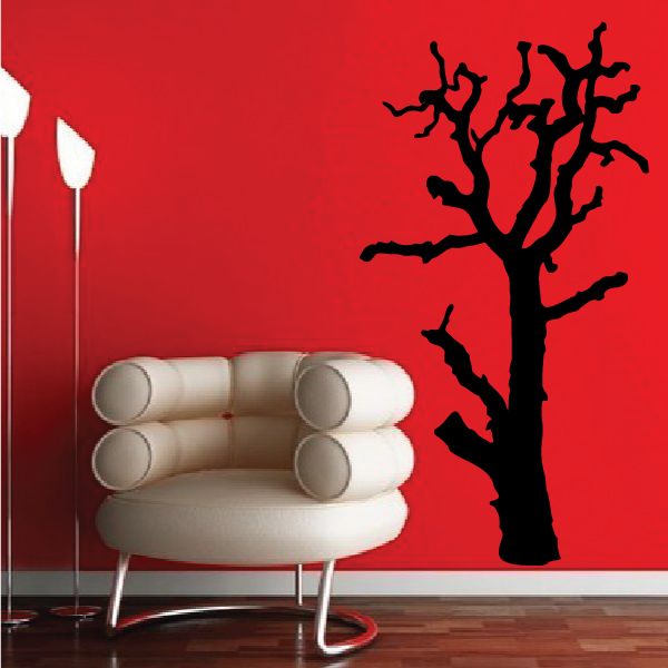 Black tree wall decal with detailed branches and trunk silhouette.
