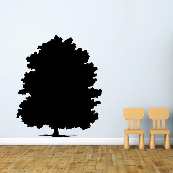 Black tree wall decal with full rounded canopy silhouette