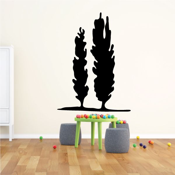 Black tree wall decal vinyl sticker with two trunks and branching silhouette