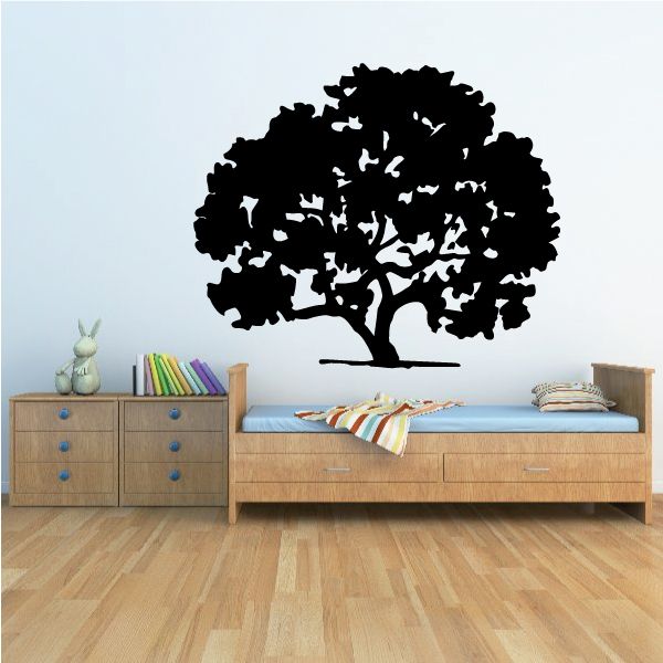 Tree wall decal vinyl sticker with black tree silhouette and branches