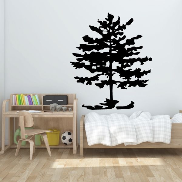 Tree wall decal with black silhouette tree design