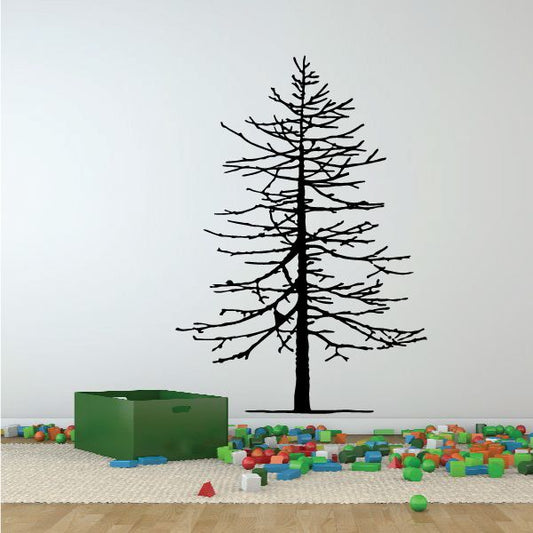 Tree wall decal with black tree silhouette and spread branches
