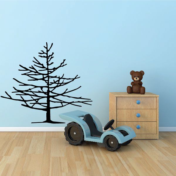Black tree wall decal with wide branches and bare limbs
