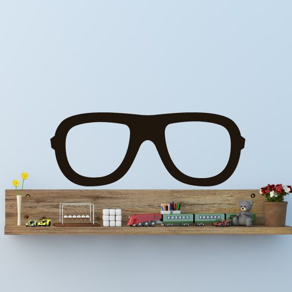 Black novelty glasses decal with white lenses