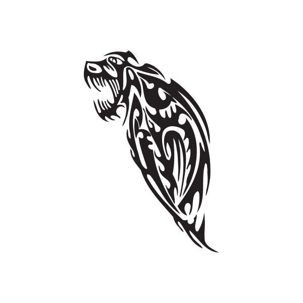 Tribal wolf head decal with black tribal graphic facing left