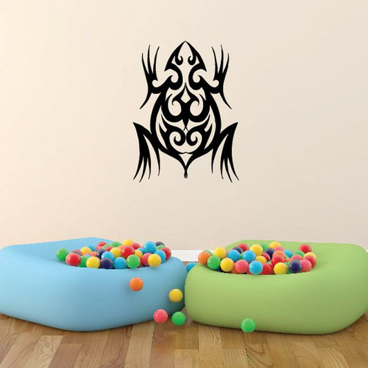 Tribal tattoo frog decal, black tribal flame design