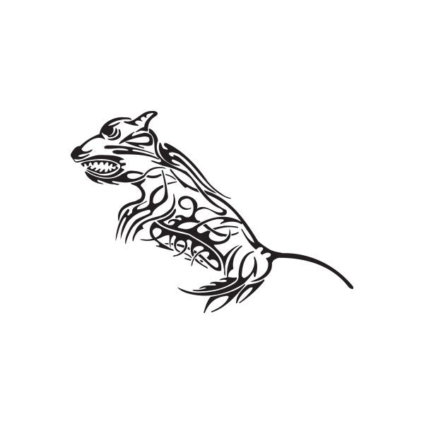 Tribal rat mouse decal with black ornamental line art