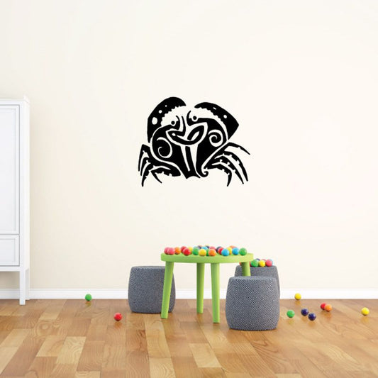 Tribal Samoan crab wall decal with black-and-white tribal design