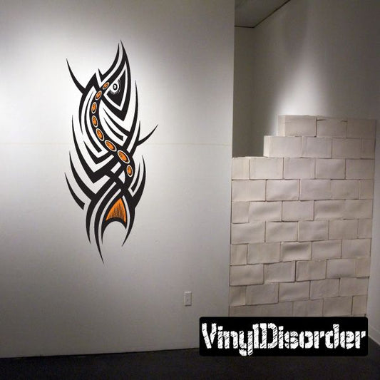 Tribal tattoo wall decal sticker with black and orange tribal bird design