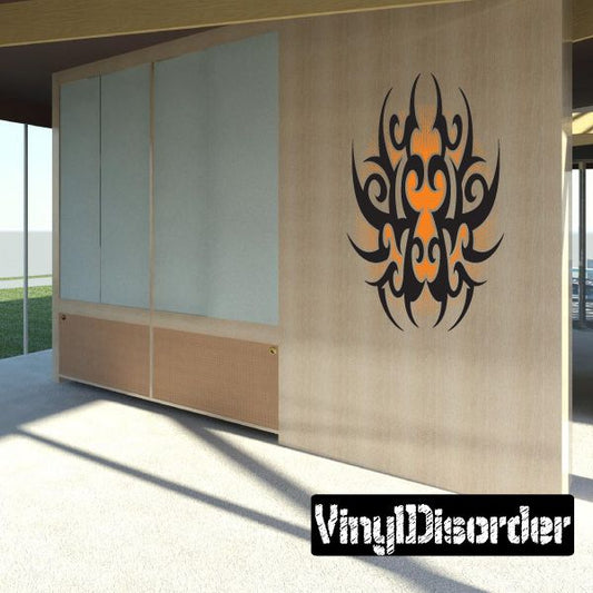 Black tribal tattoo wall decal sticker with flame-like ornamented motif