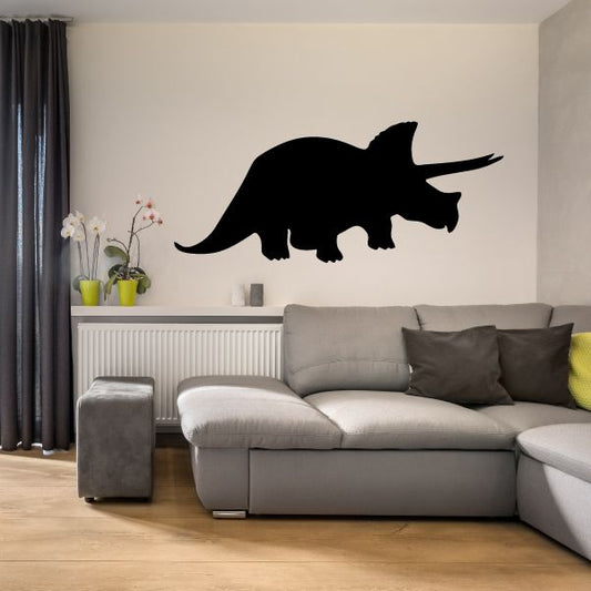 Black triceratops wall decal silhouette