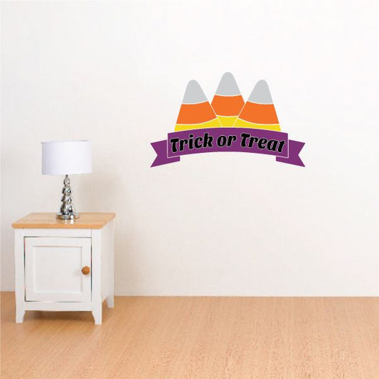 Image of Trick or Treat Candy Corn Banner Style Sticker