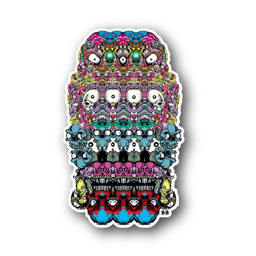 Trippy Colorfull Skull With Eyes and Teeth Vinyl Sticker