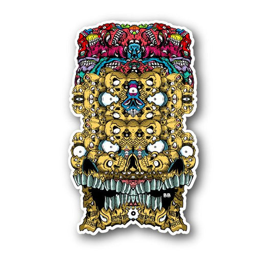 Trippy Skull With Eyes and Teeth Vinyl Sticker